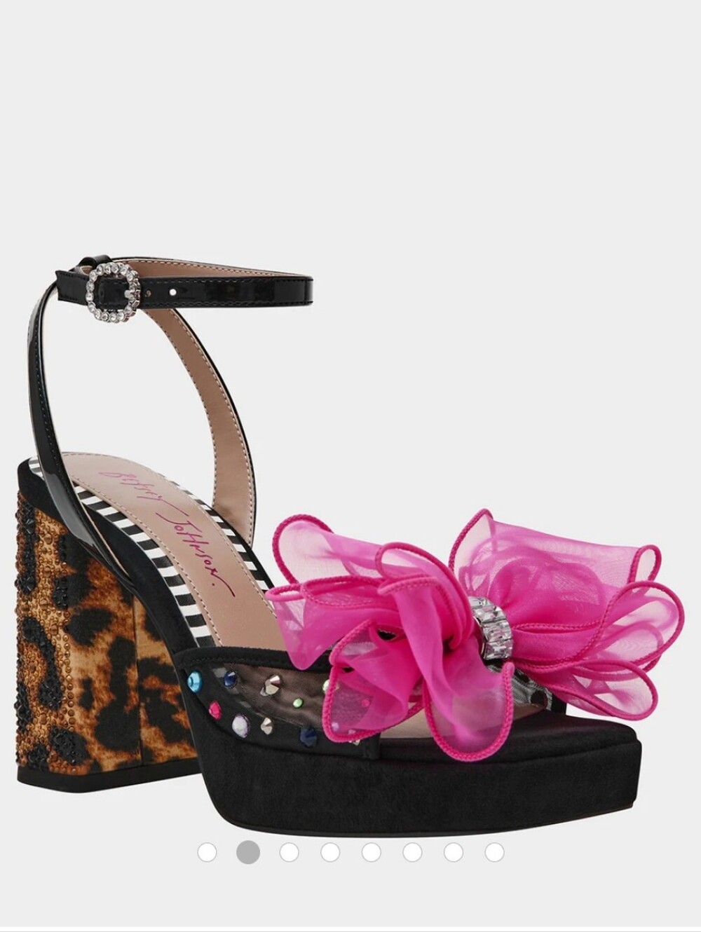 Betsey Johnson Black & Hot Pink Floral Bow Platform Sandals